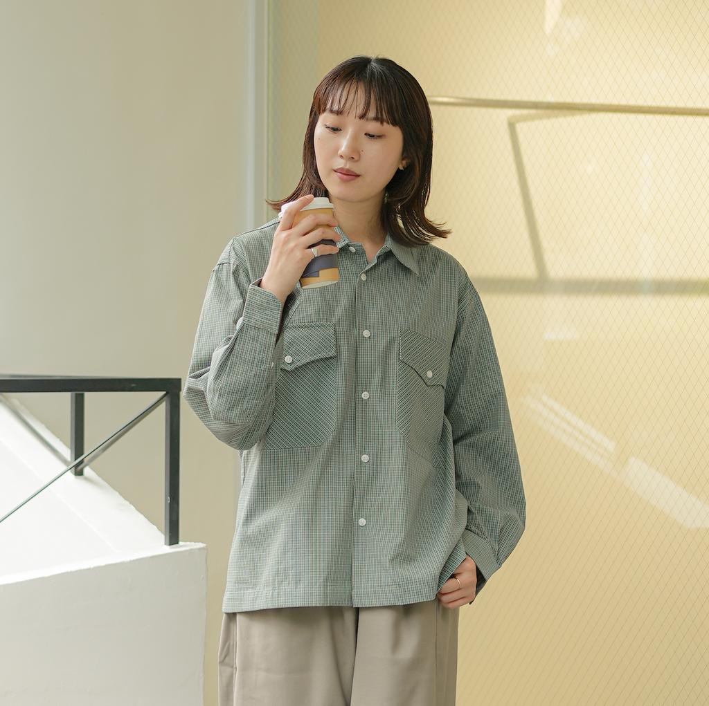 Double pocket check shirt B5002 City girl City boy Casual