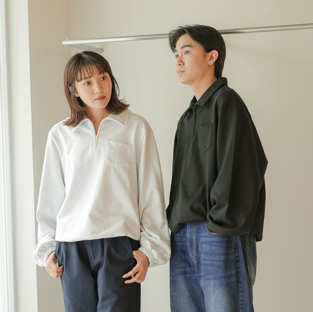 女性165cm Sサイズ、男性173cm Mサイズ着用