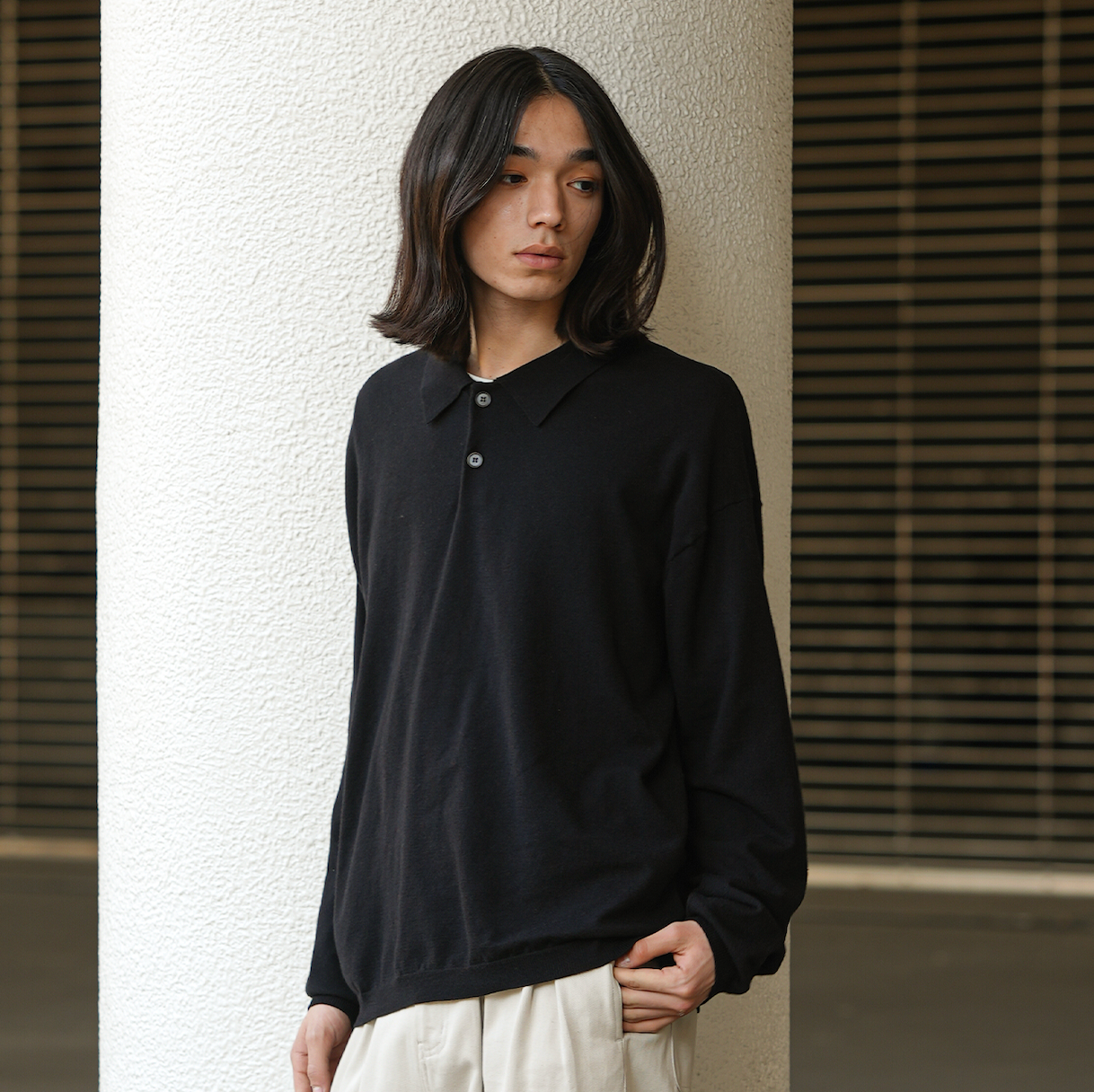ロングスリーブニットポロ B5059 シティガール シティボーイ