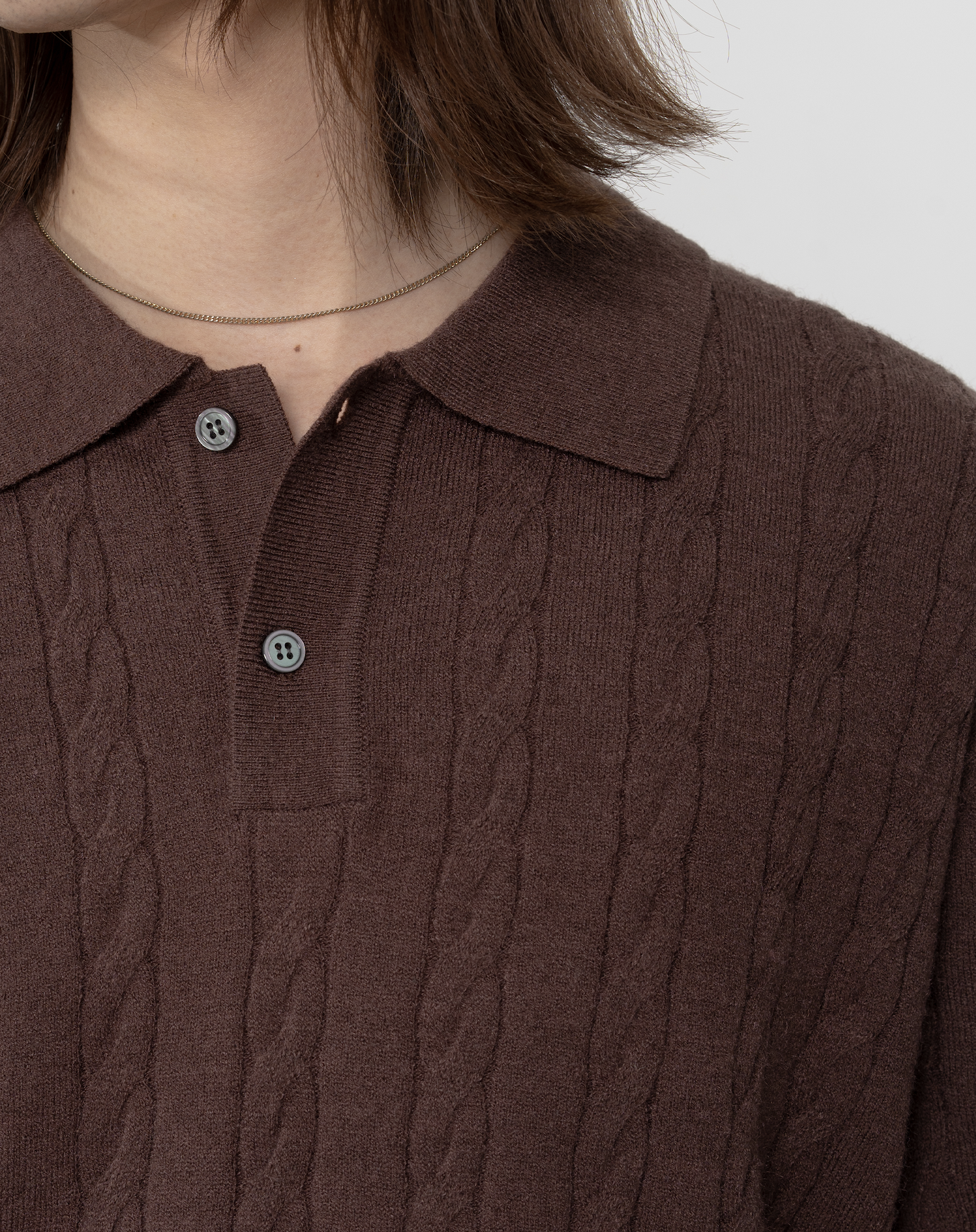 ケーブルニットポロ B5086