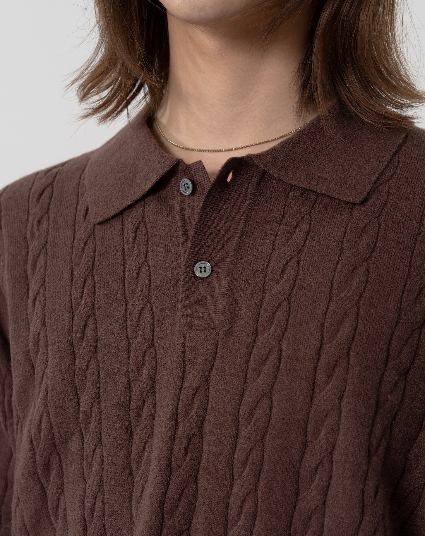 ケーブルニットポロ B5086