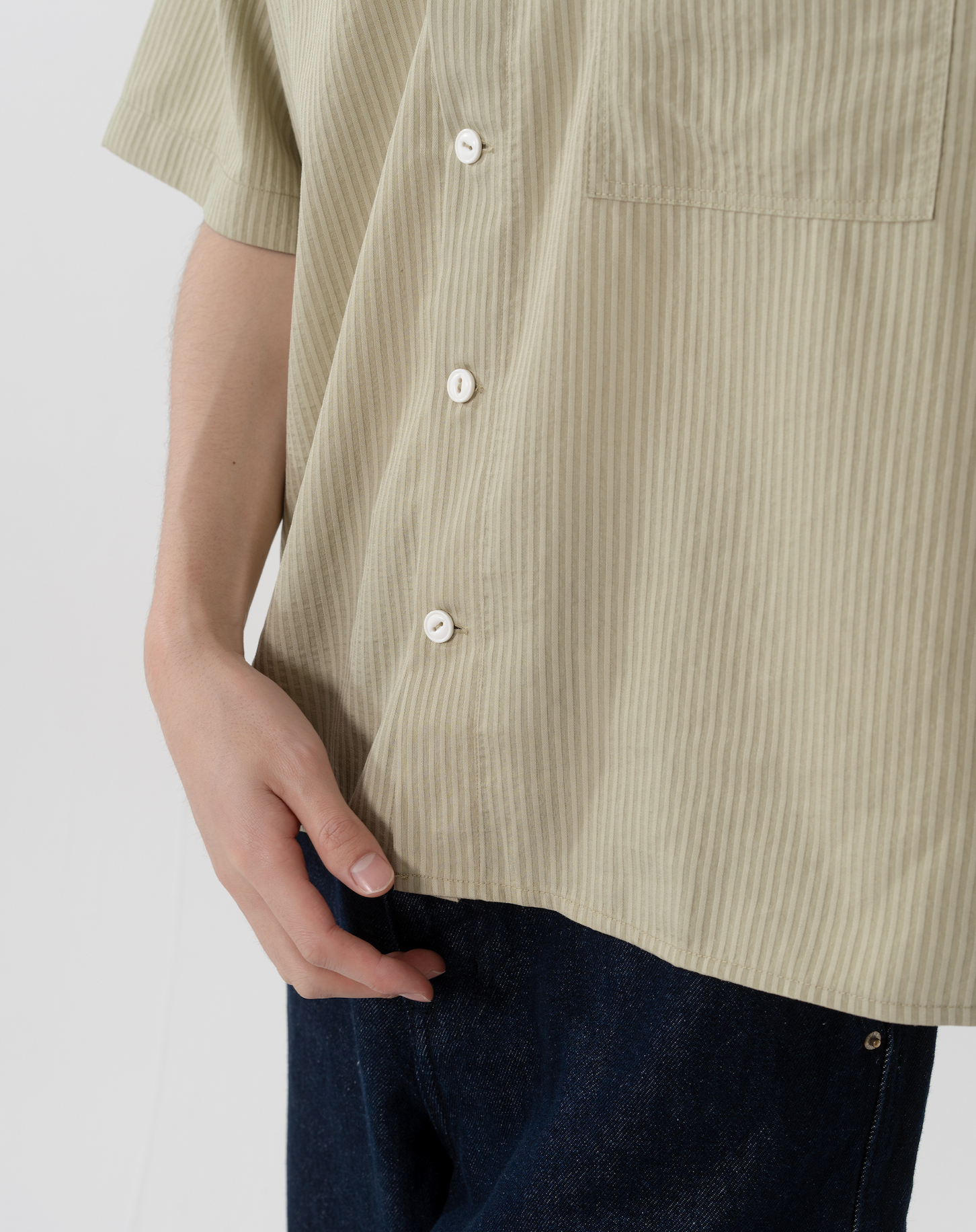 オープンカラーシアサッカーシャツ B5092