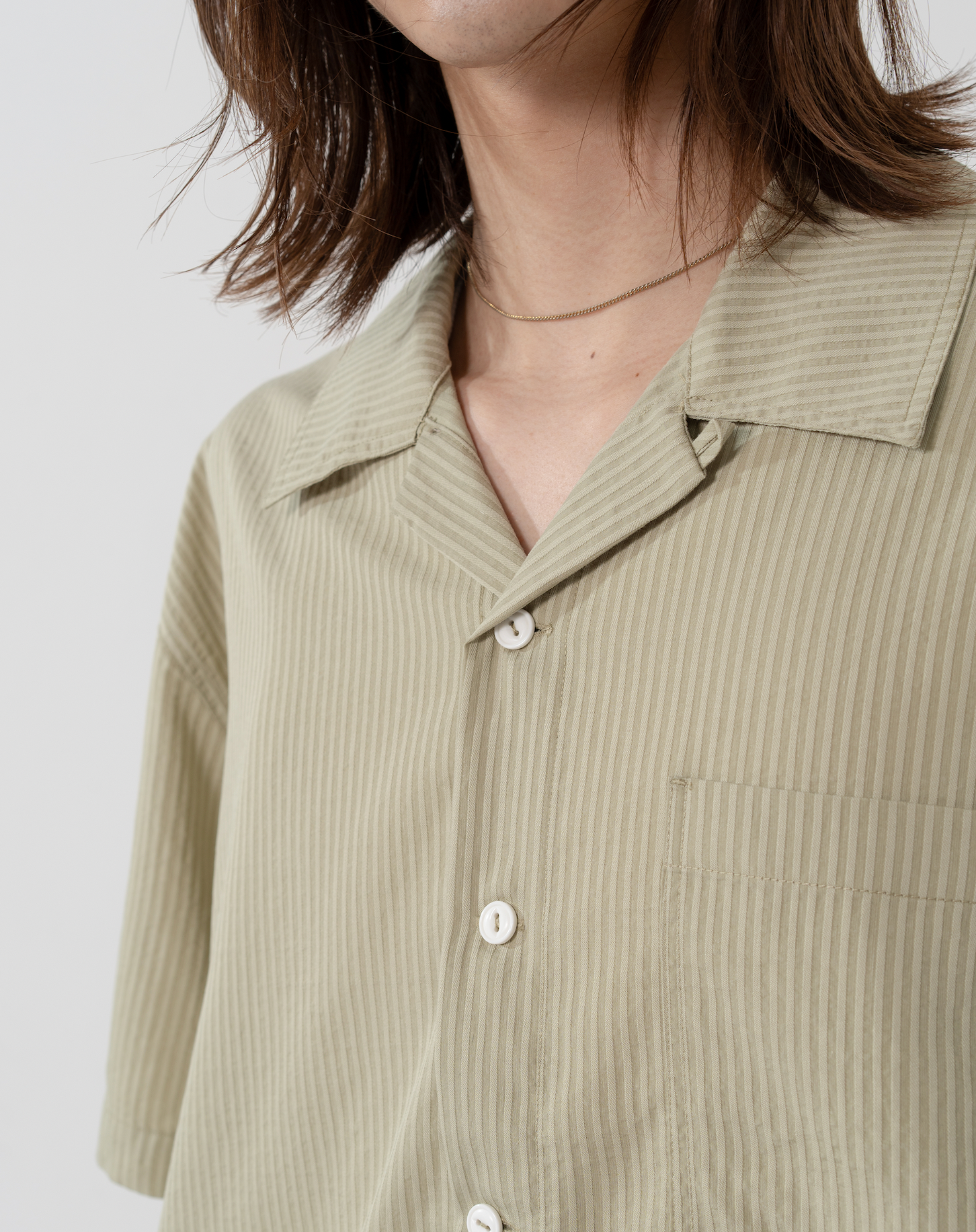 オープンカラーシアサッカーシャツ B5092