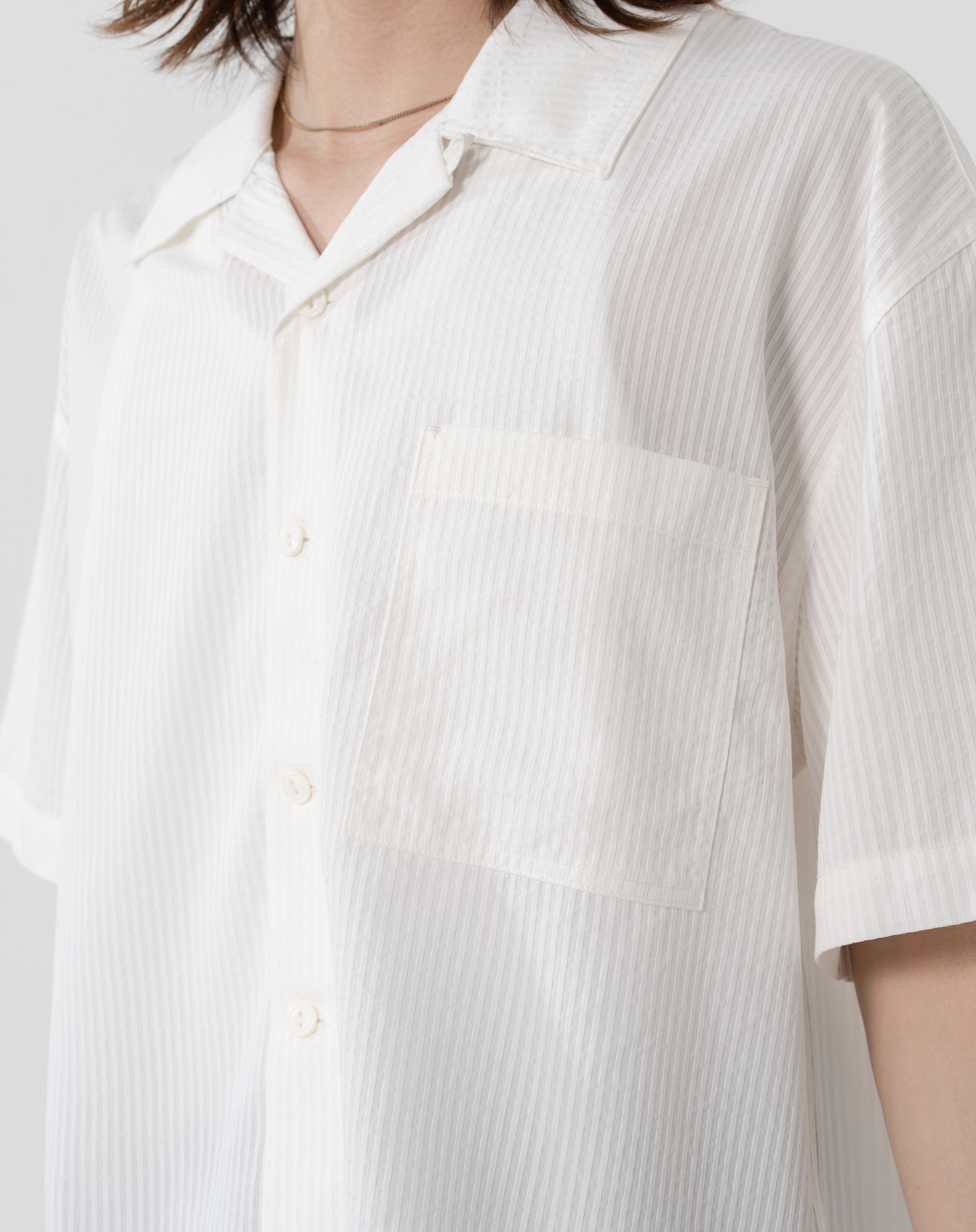 オープンカラーシアサッカーシャツ B5092