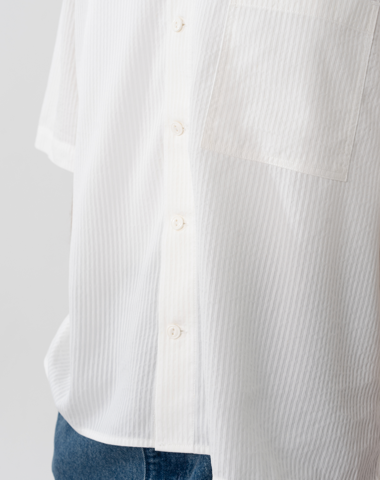 オープンカラーシアサッカーシャツ B5092