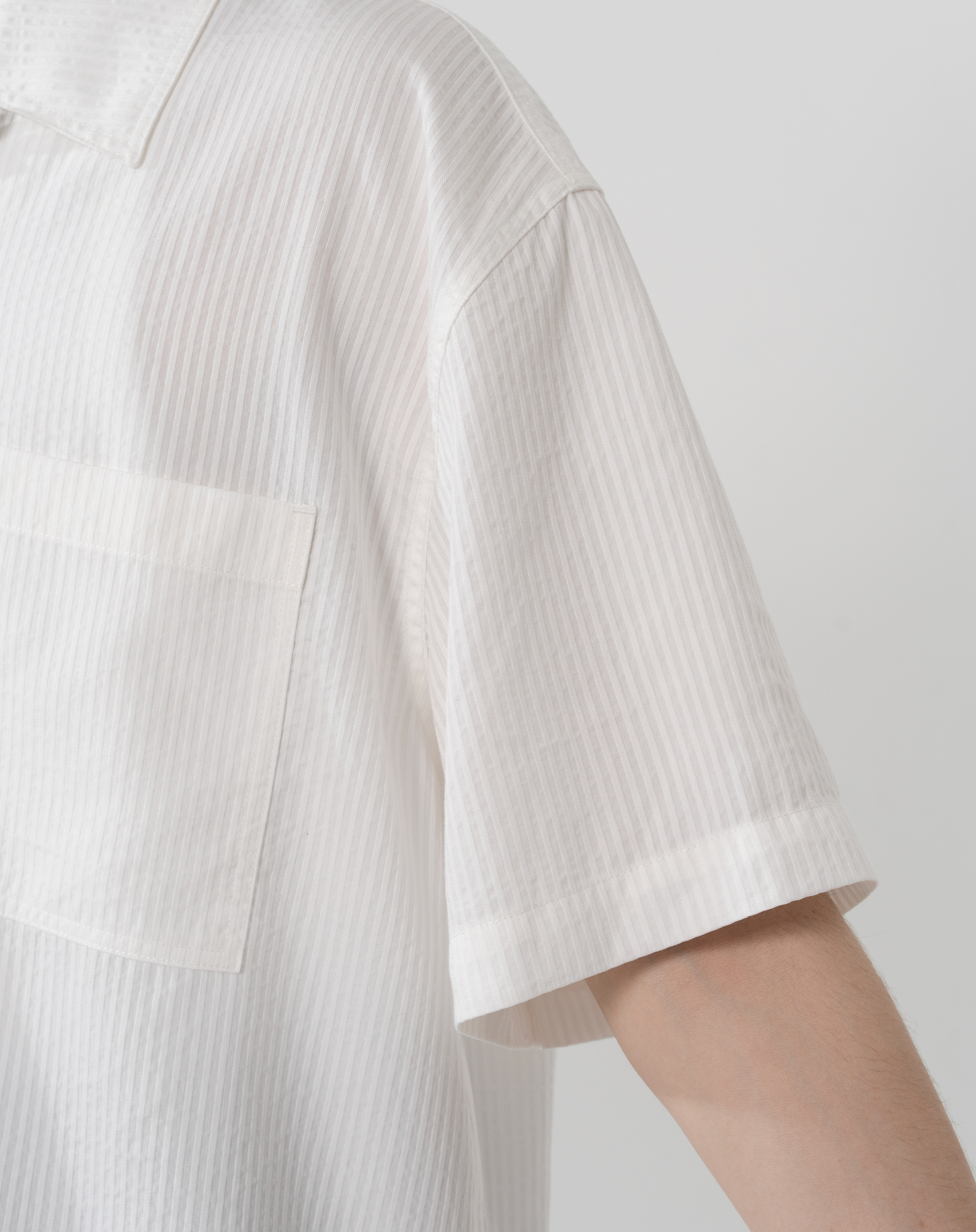 オープンカラーシアサッカーシャツ B5092