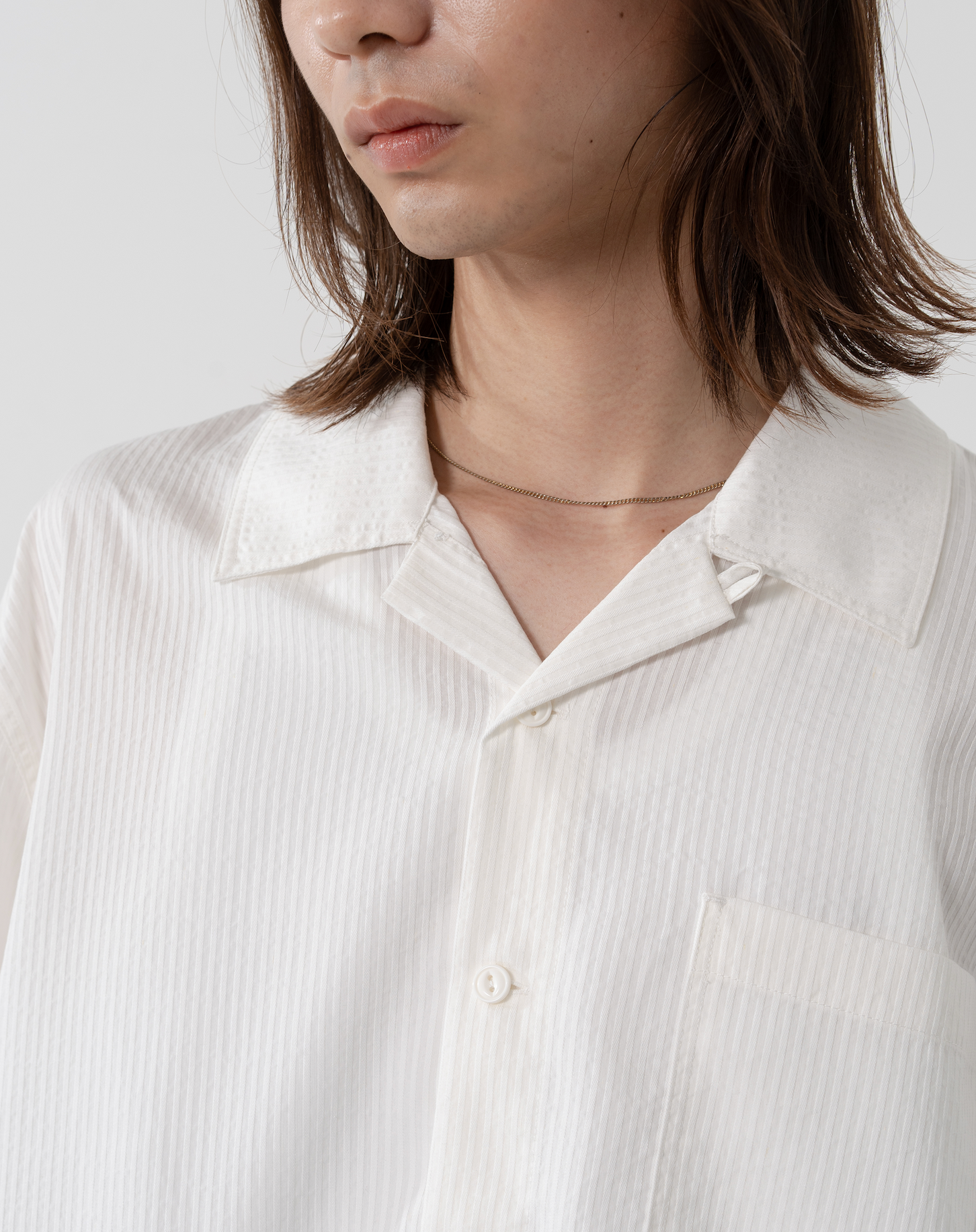 オープンカラーシアサッカーシャツ B5092