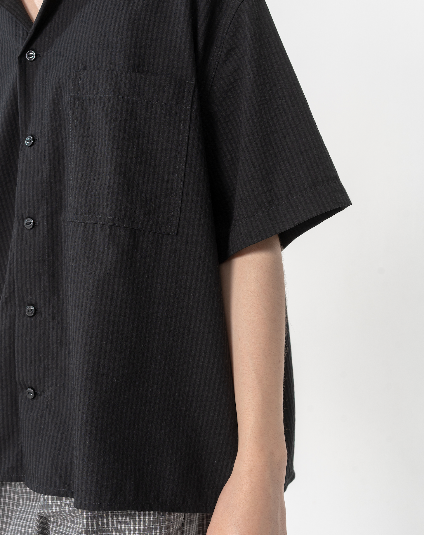 オープンカラーシアサッカーシャツ B5092