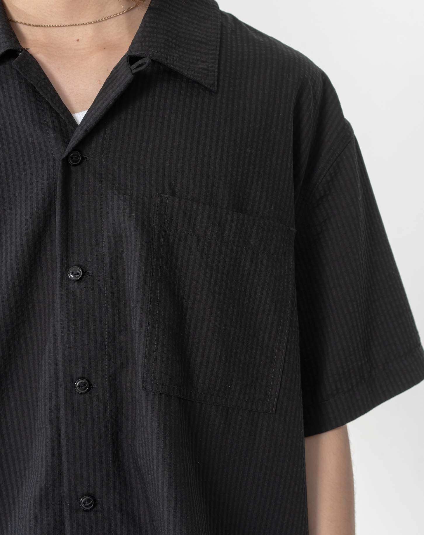 オープンカラーシアサッカーシャツ B5092