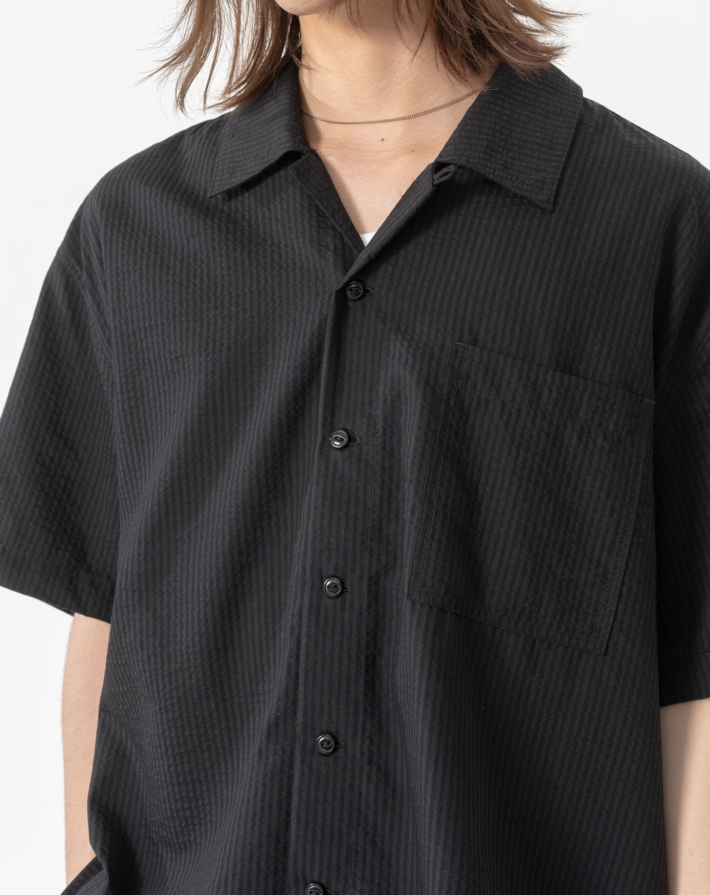 オープンカラーシアサッカーシャツ B5092