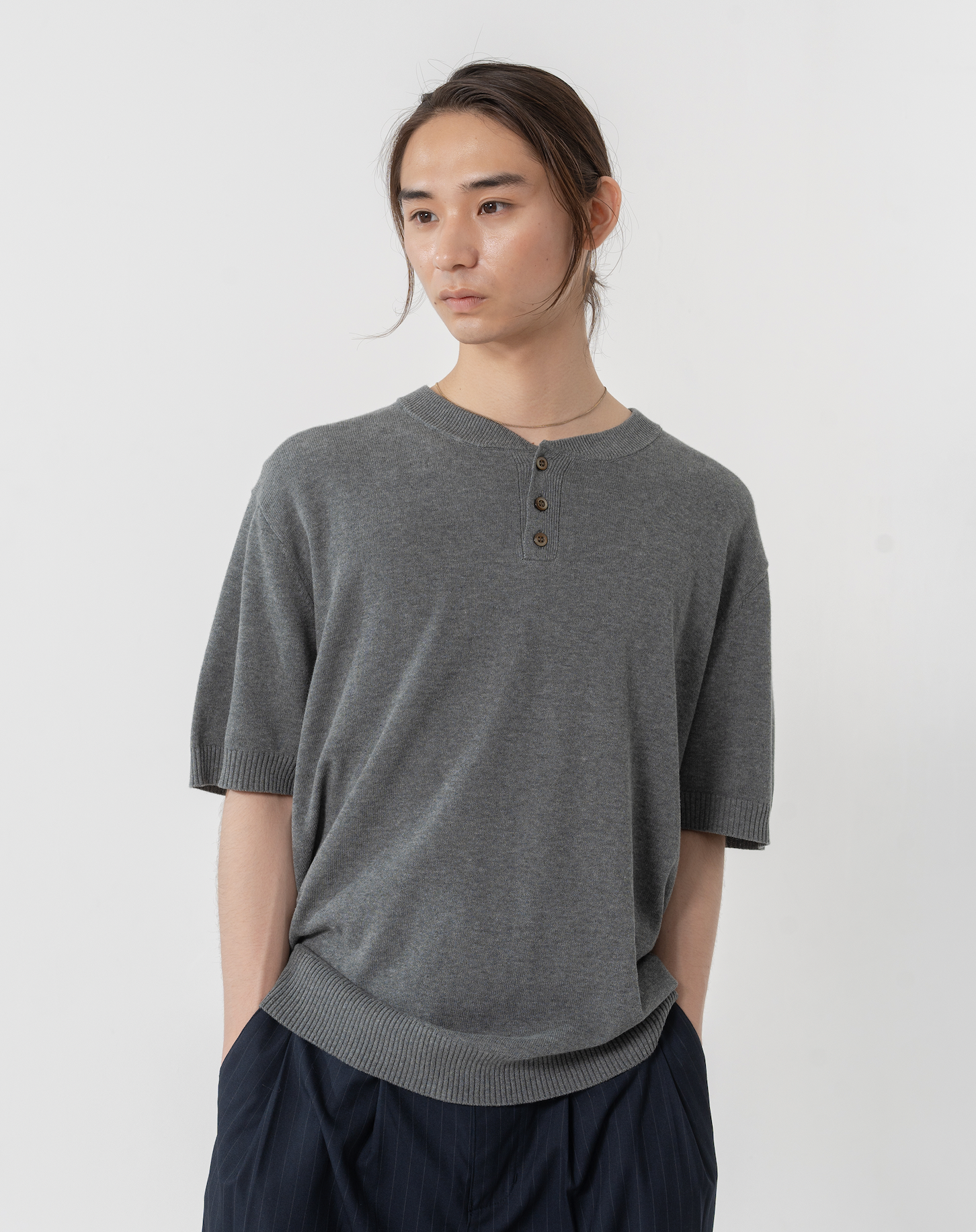 ヘンリーネックニットT B5076 シティガール シティボーイ カジュアル