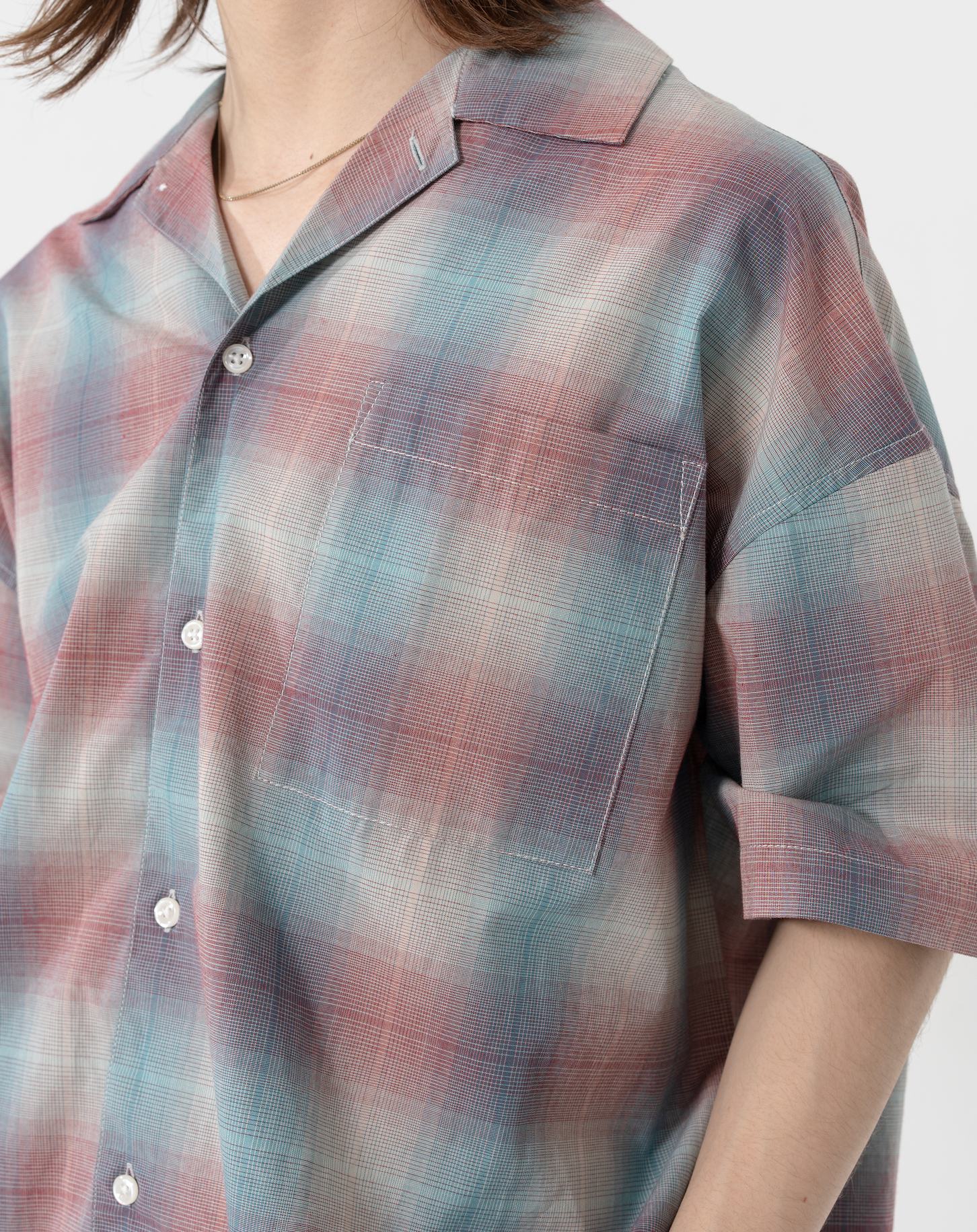 オープンカラーチェックシャツ B5088