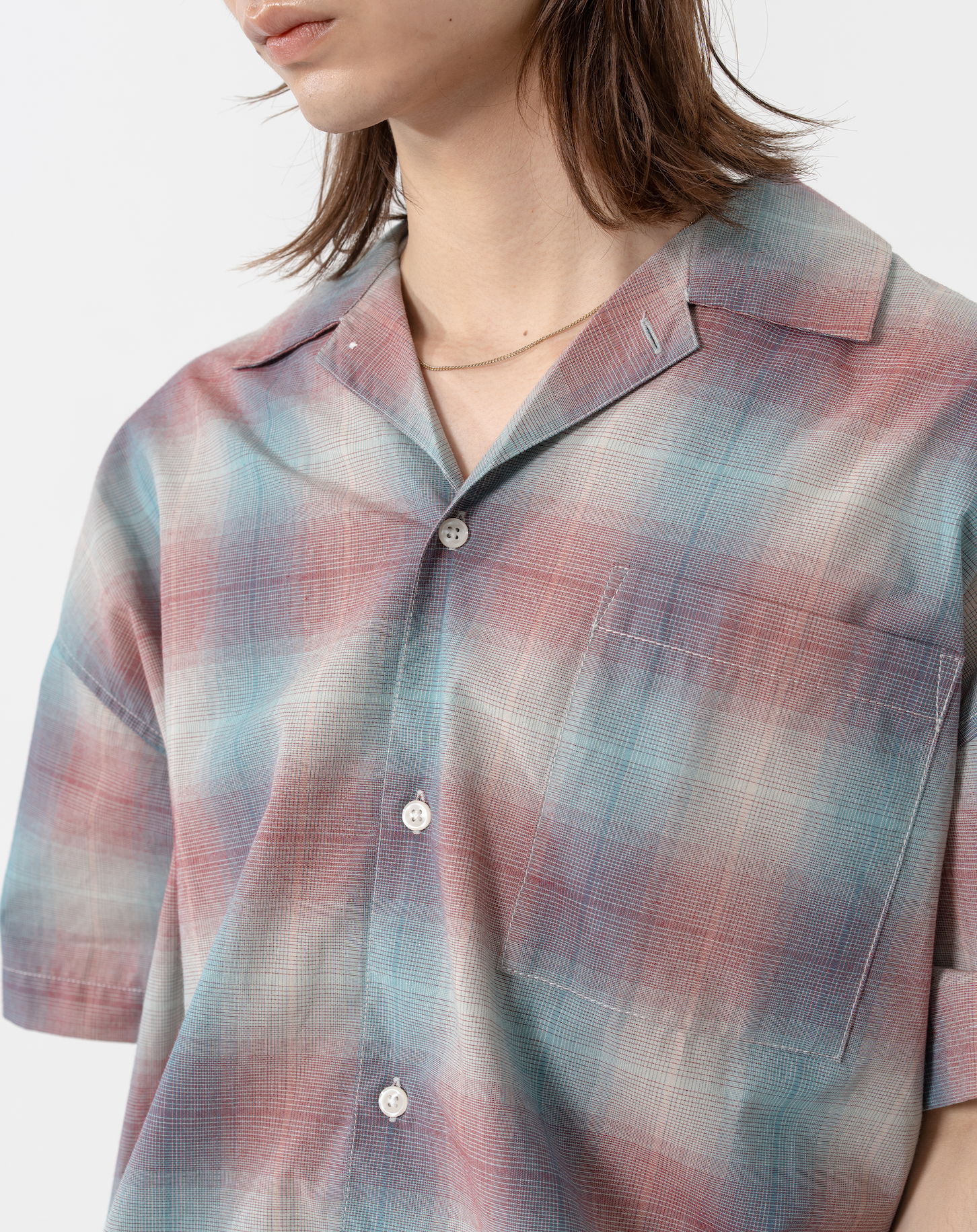 オープンカラーチェックシャツ B5088