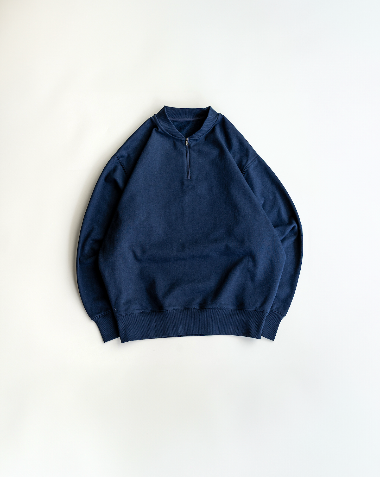 ノーカラーハーフジップスウェット B5146