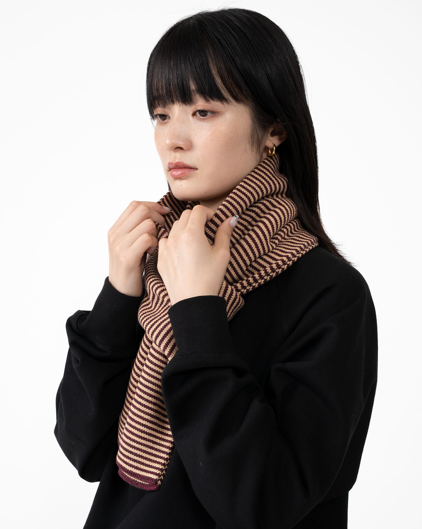 コットンボーダーマフラー B5154