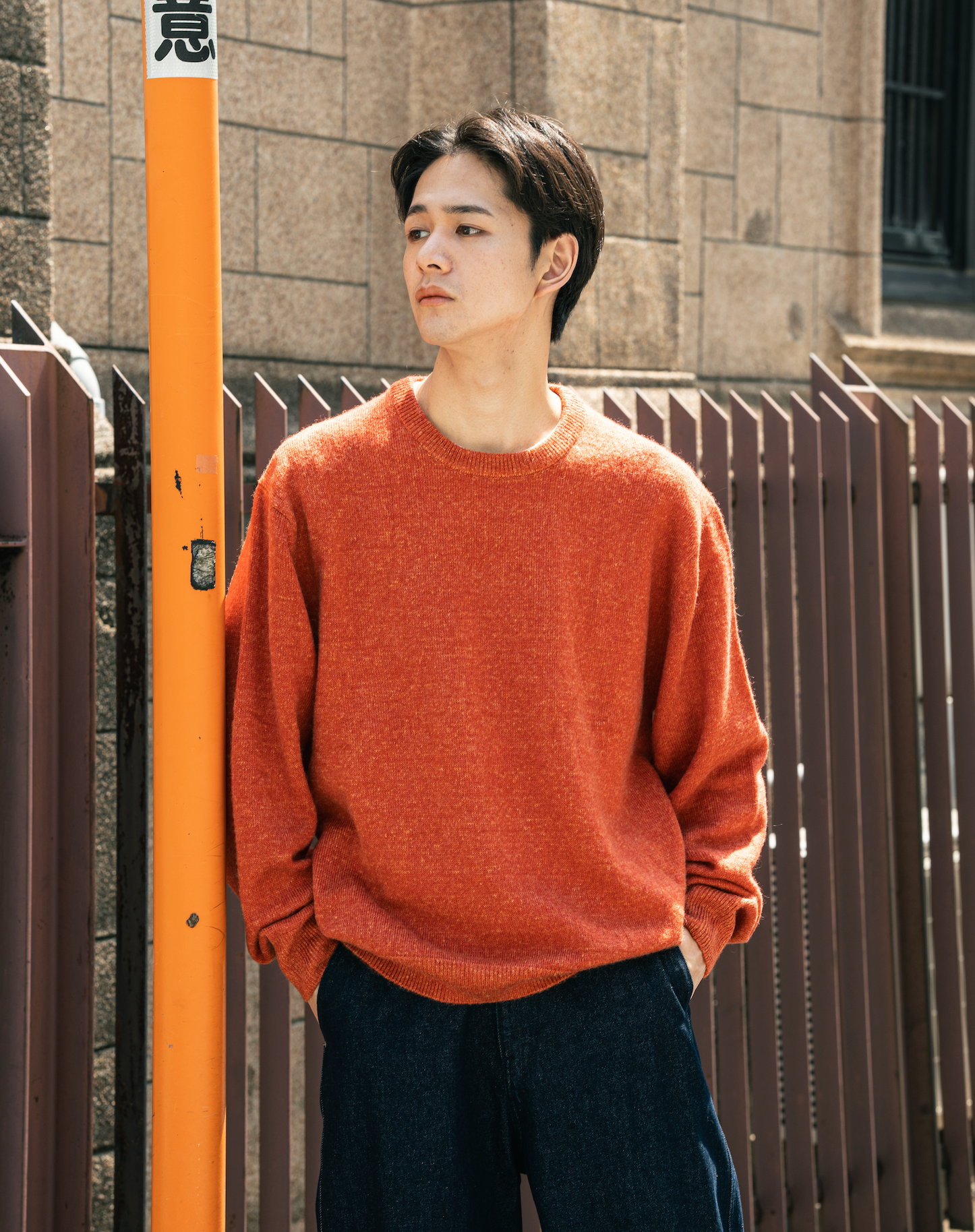 ウールメランジセーター B5124 ニット ウールモヘア クルーネック