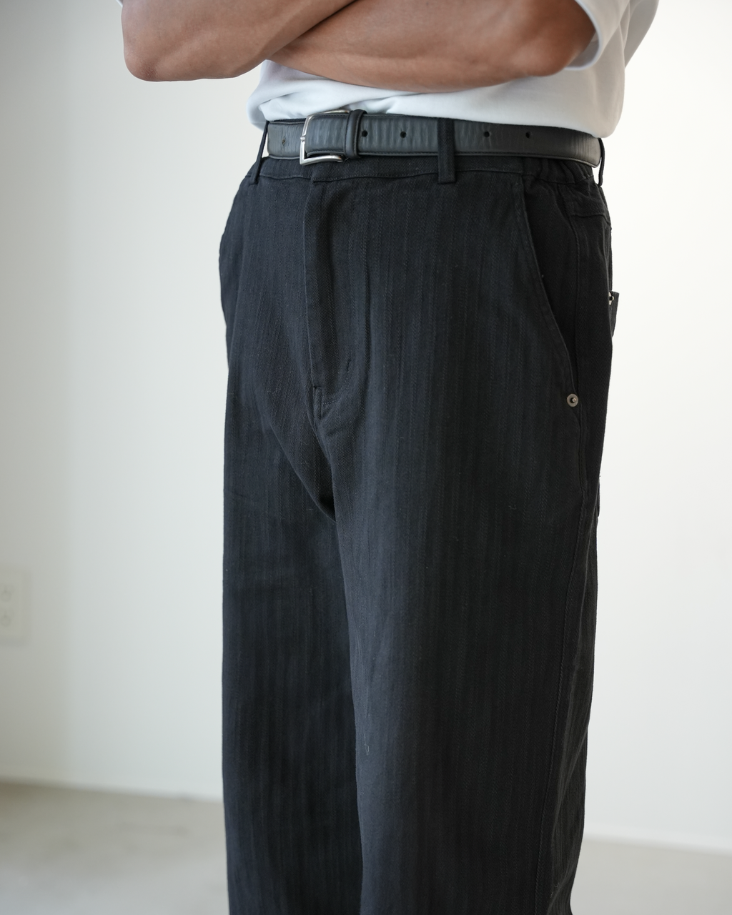 ウォッシュドコットンストライプパンツ B4995