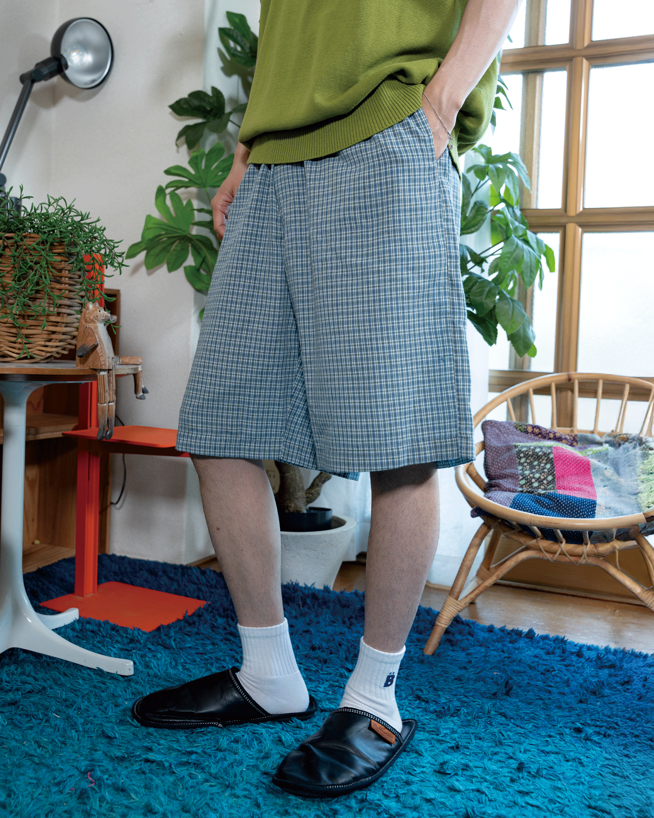 チェックハーフパンツ B5049