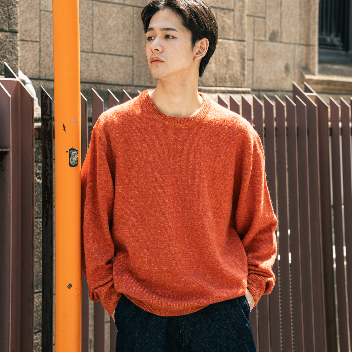 ウールメランジセーター B5124 ニット ウールモヘア クルーネック