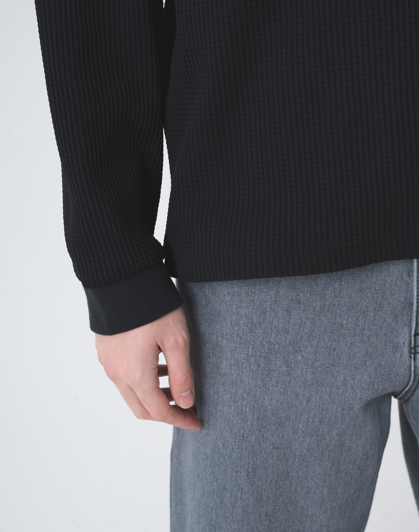 ワッフルヘンリーネックT B5190