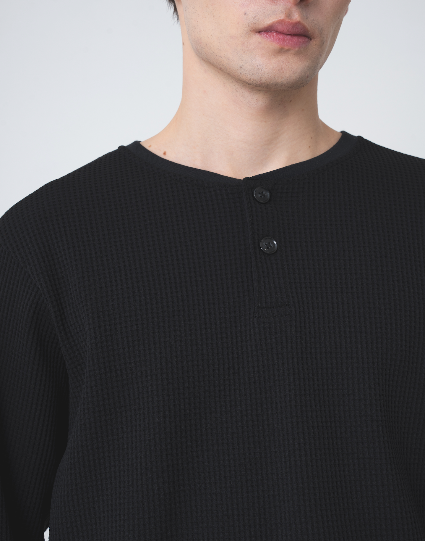 ワッフルヘンリーネックT B5190