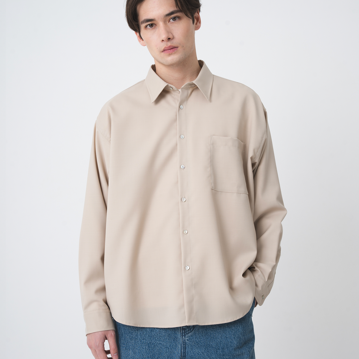 ウールブレンドドレープシャツ B5053 春服 ボンボン ぼんぼん 大人