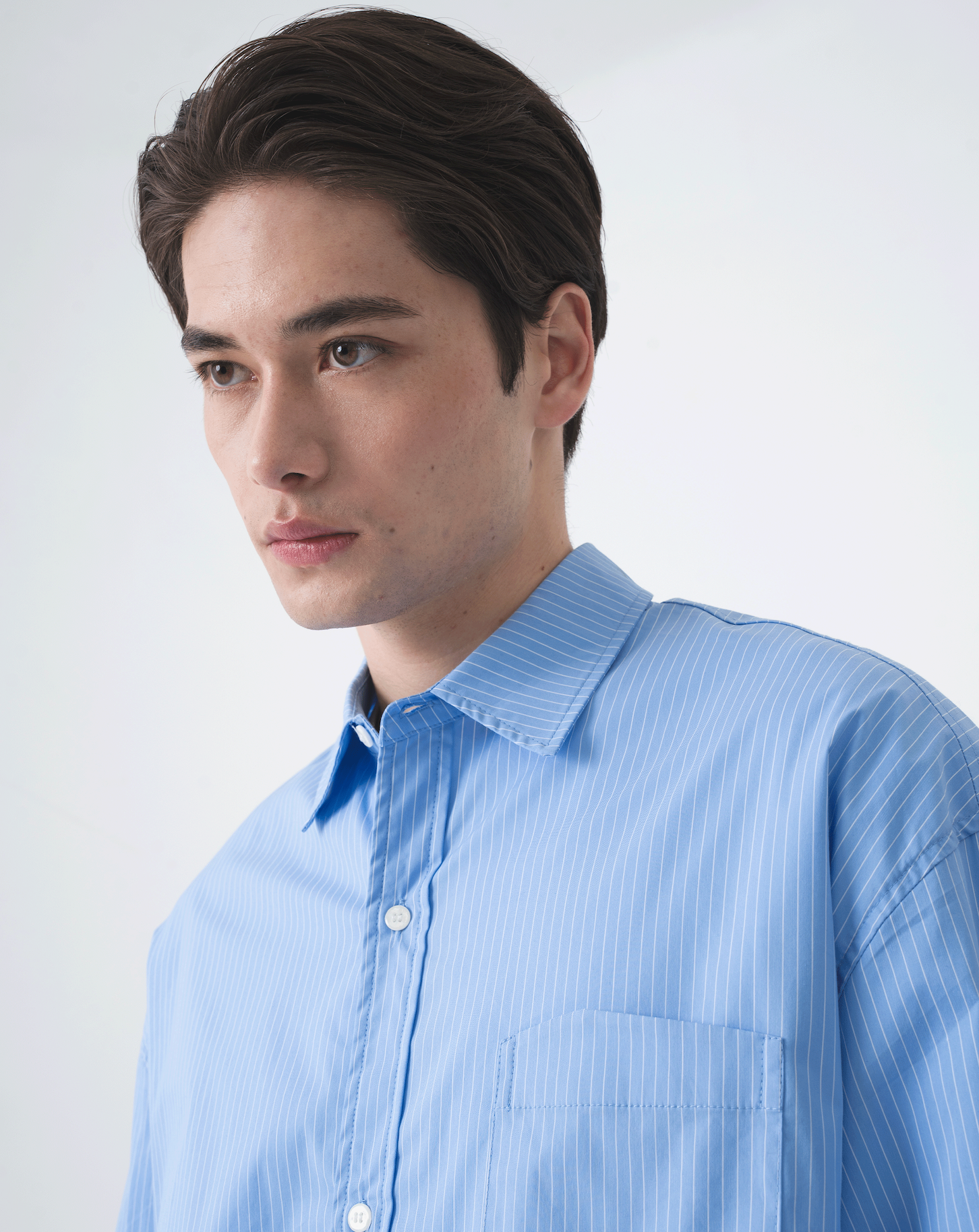 【3月上旬お届け】ボックスカットストライプシャツ B5180