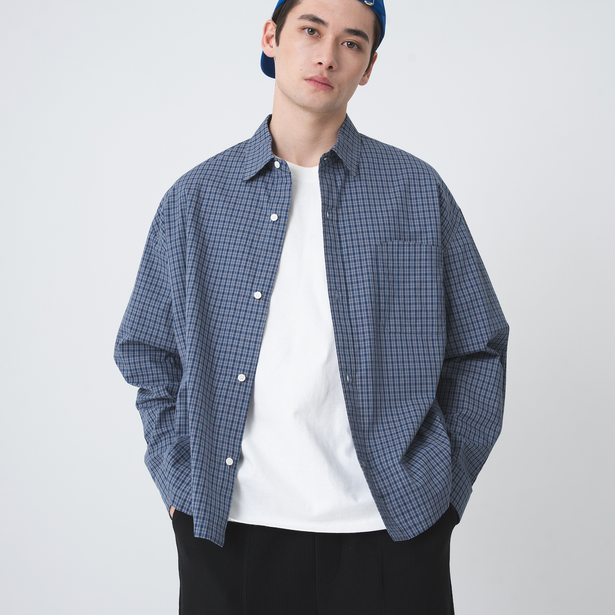 ボックスカットチェックシャツ B5169 レギュラーカラー メンズ