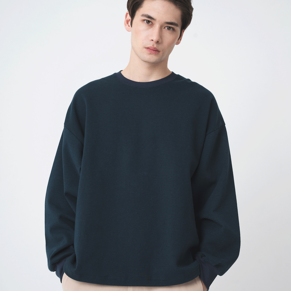 ドローストリングボーダーT B5158 ロンT カットソー 長袖 カジュアル