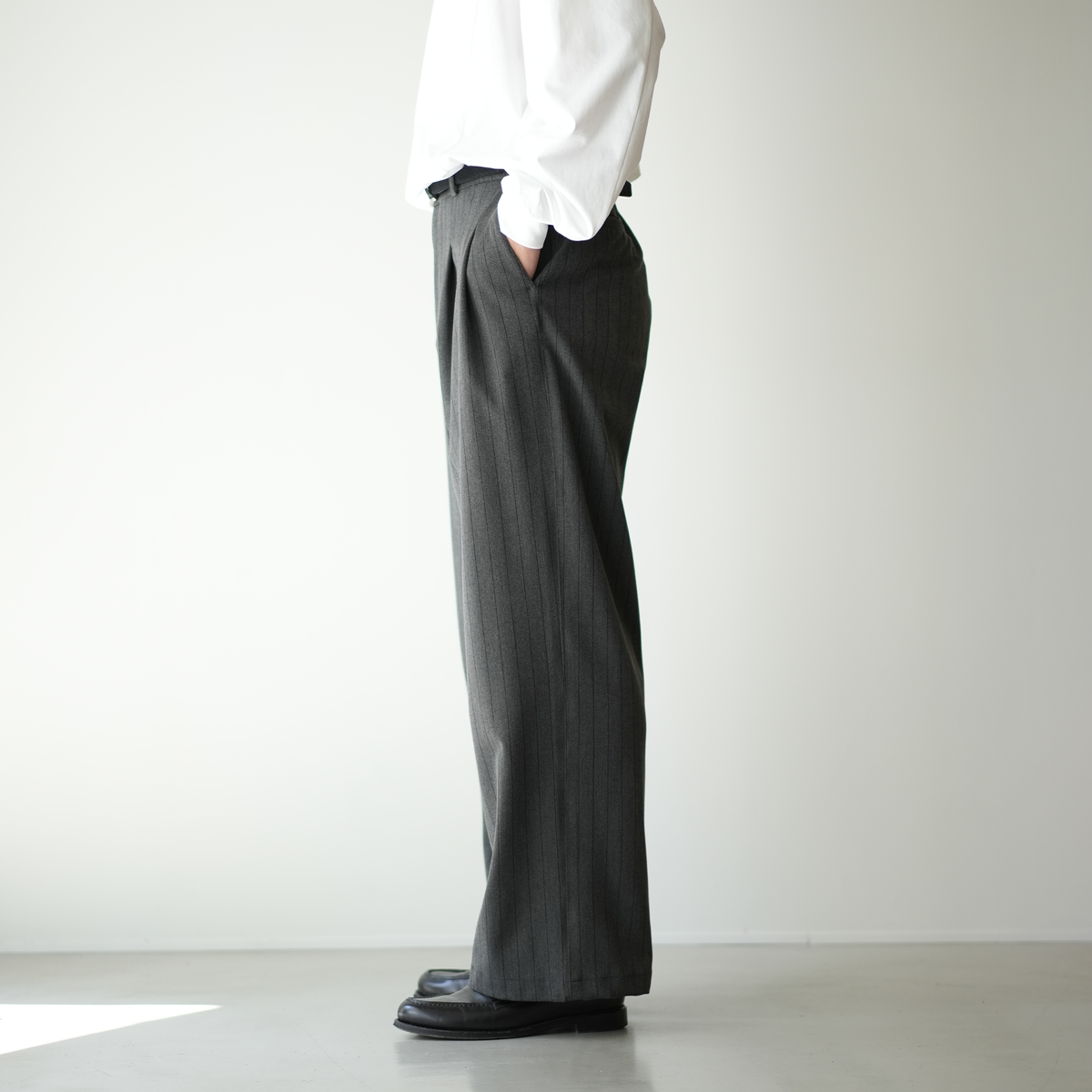 Striped straight slacks B5068 City girl City boy Casual